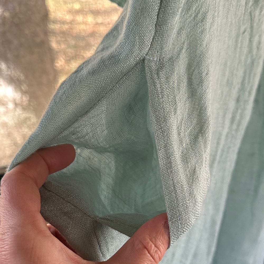 Sundance Linen Long Sleeve Dress Light Blue Dress S - Picture 6 of 12